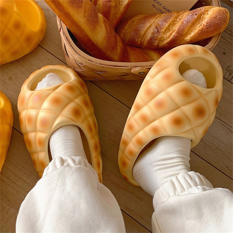 Women'S Shoes Cloud - 2025 デザイナー偽パイナップルパンスリッパ女性分厚いフラットスライド EVA クラウドシューズ女性のための 2025 夏のビーチビーチサンダル