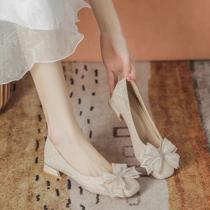 Women'S Shoes Popular - 2025年レディース秋新作イブニングシューズ、ソフトソール、ローカット、ウェディングシューズ、普段履き、快適、ポリウレタンソール、ラバーアッパー