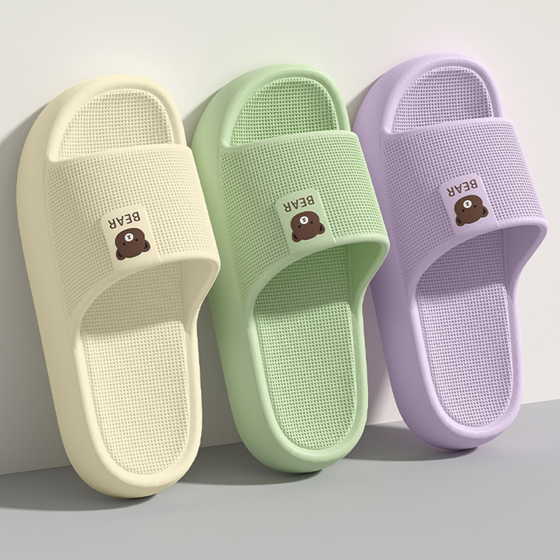 Women'S Shoes Cloud - かわいいクマ柄厚底プラットフォームスリッパ レディース 快適EVAソフトソール滑り止めホームスライド 女性用アウトドアクラウドスリッパ カップルシューズ