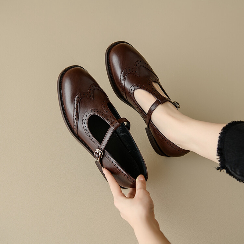 Women'S Shoes Popular - 女性のためのスプリットレザーシューズ,ラウンドトゥマリアの靴,ローヒール,オックスフォードポンプ,春秋,新しい