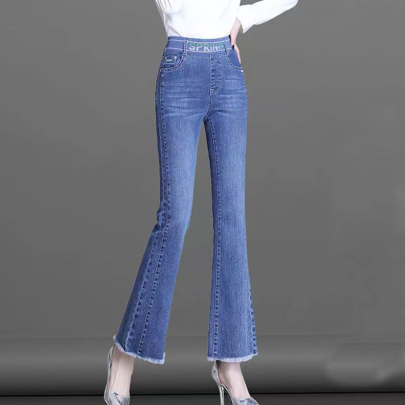 Women Shoes Jeans - 女性用伸縮性ジーンズ,ハイウエスト,快適なパンツ,ブーツカット,ファッションウェア,オールマッチ,秋