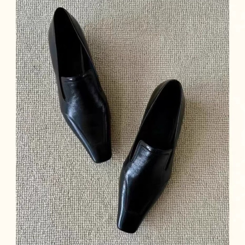 Slingback Pumps Women - レトロスクエアトゥディープマウススリッポンローヒールレディースシューズ夏新作ソフトソールシングルシューズ