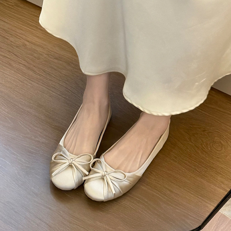 Slingback Pumps Women - 2026年新作 蝶結び サテン シャロー シングルシューズ レディース