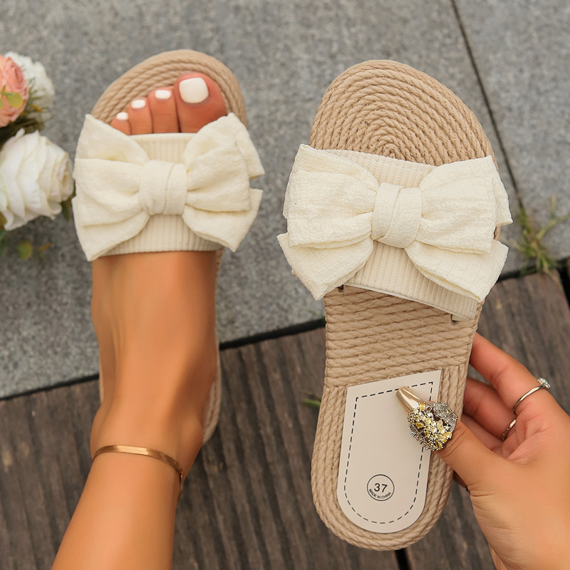 Women'S Shoes Cloud - フラットスリッパ レディース クラウドフリップフロップ リボン結び アウトドア 室内