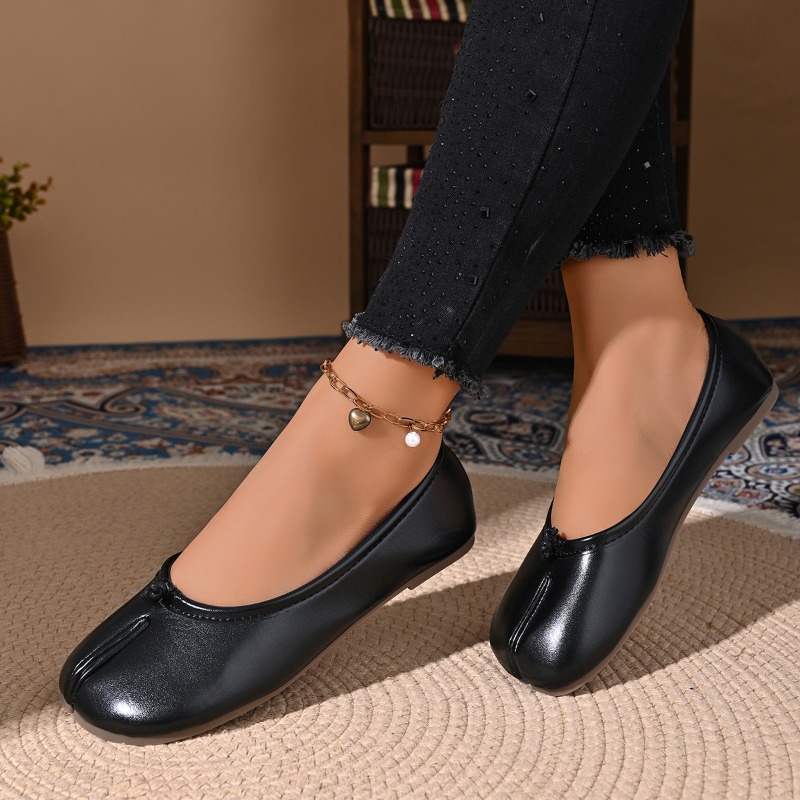 Women Shoes Jeans - 女性用快適レザーフラットシューズ、スプリットフーフトゥローファー、フェムメアリージーンズモカシン、レディースバレリーナシューズ