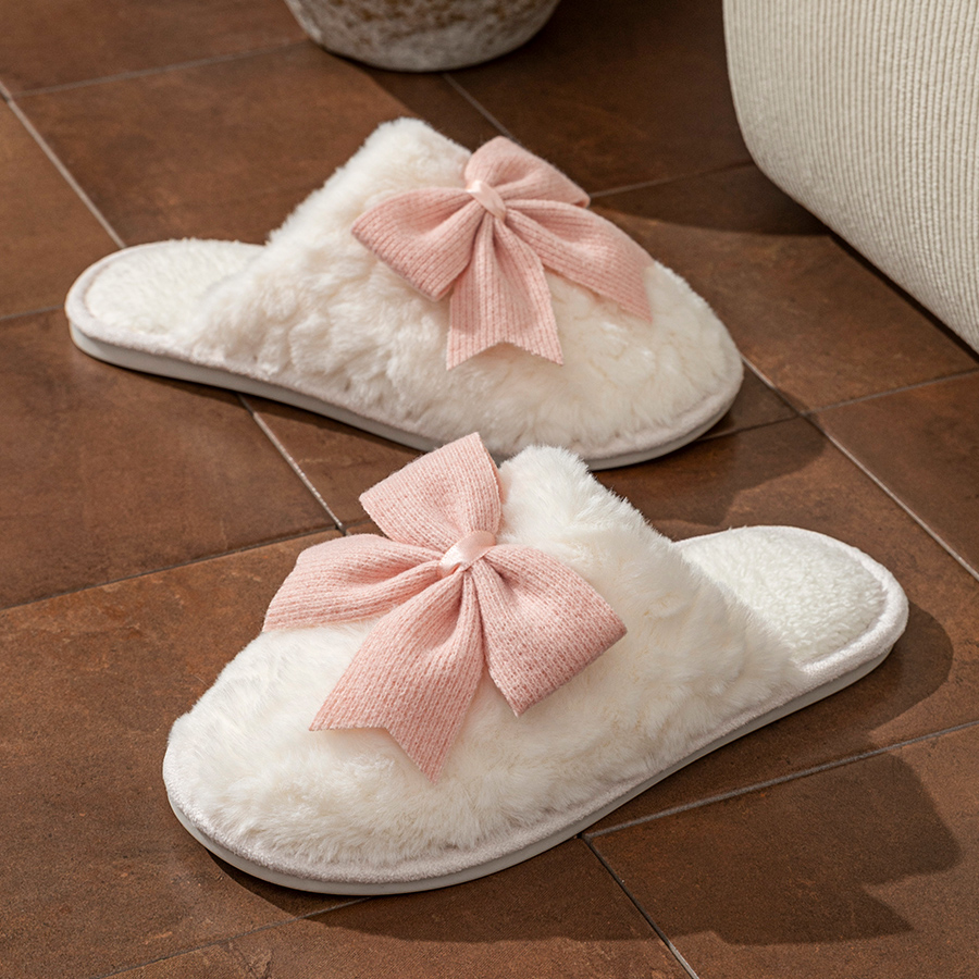 Women'S Shoes Popular - YNPO 2026 かわいいファッション蝶の弓女性のスリッパ冬屋内暖かさ快適通気性ソフトソールホームカジュアルシューズ