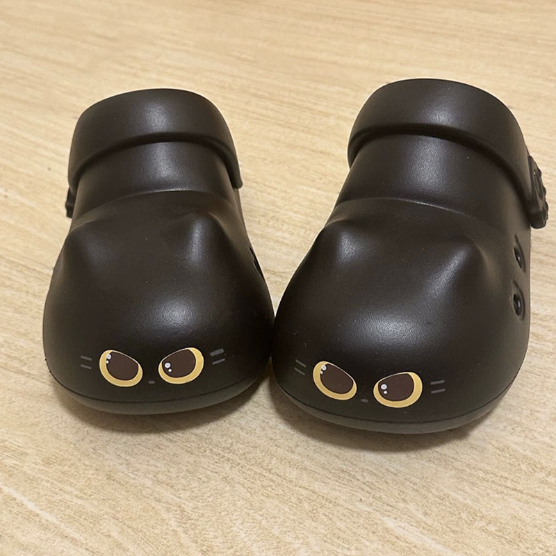 Women'S Shoes Cloud - 女性用新作クリエイティブブラックキャットスリッパ、夏用ソフトクラウドミュールクロッグ、女性用ストラップサンダルシューズ、キュートキティメリージェーンEVAスリッパ