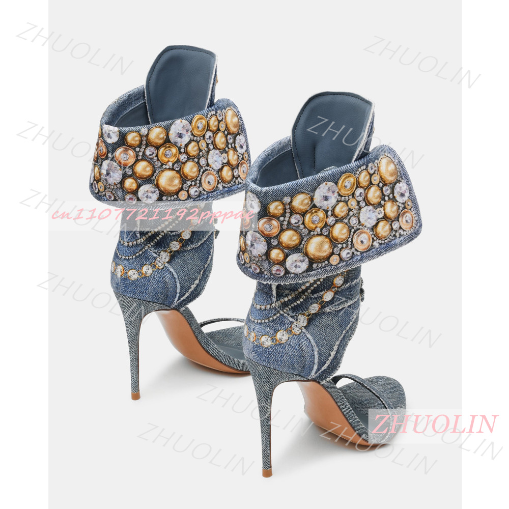 レディース ブルーデニム ラインストーン サンダル レースア - Women Shoes Us To Eu のレビューと価格