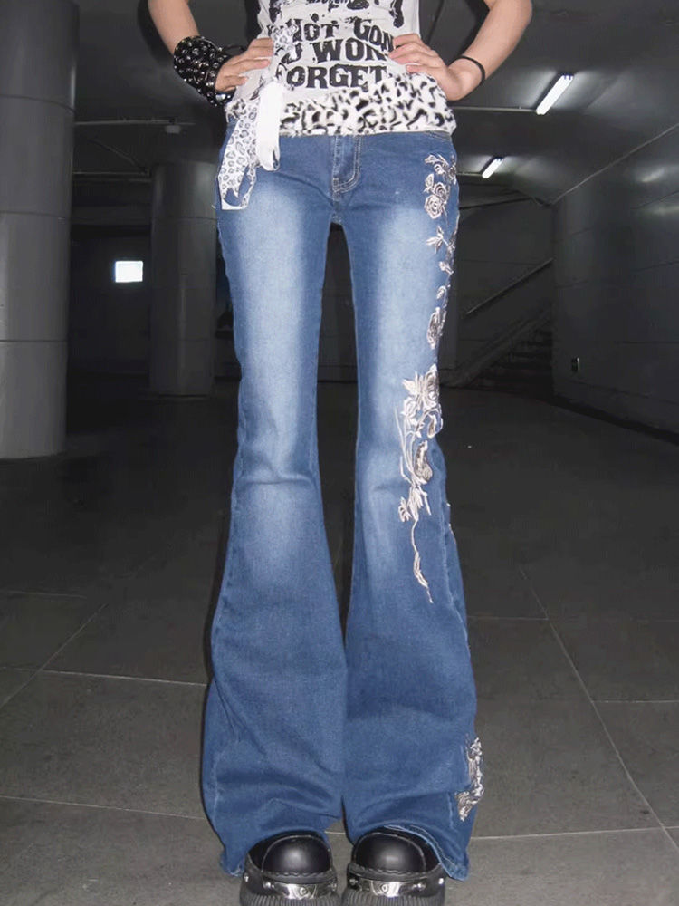 レディースアメリカンレトロハイストリートフレアジーンズ、繊細 - Women Shoes Jeans のレビューと価格