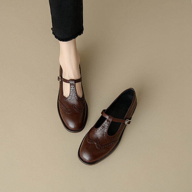 女性のためのスプリットレザーシューズ,ラウンドトゥマリアの靴 - Women'S Shoes Popular のレビューと価格