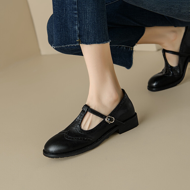 女性のためのスプリットレザーシューズ,ラウンドトゥマリアの靴 - Women'S Shoes Popular のレビューと価格