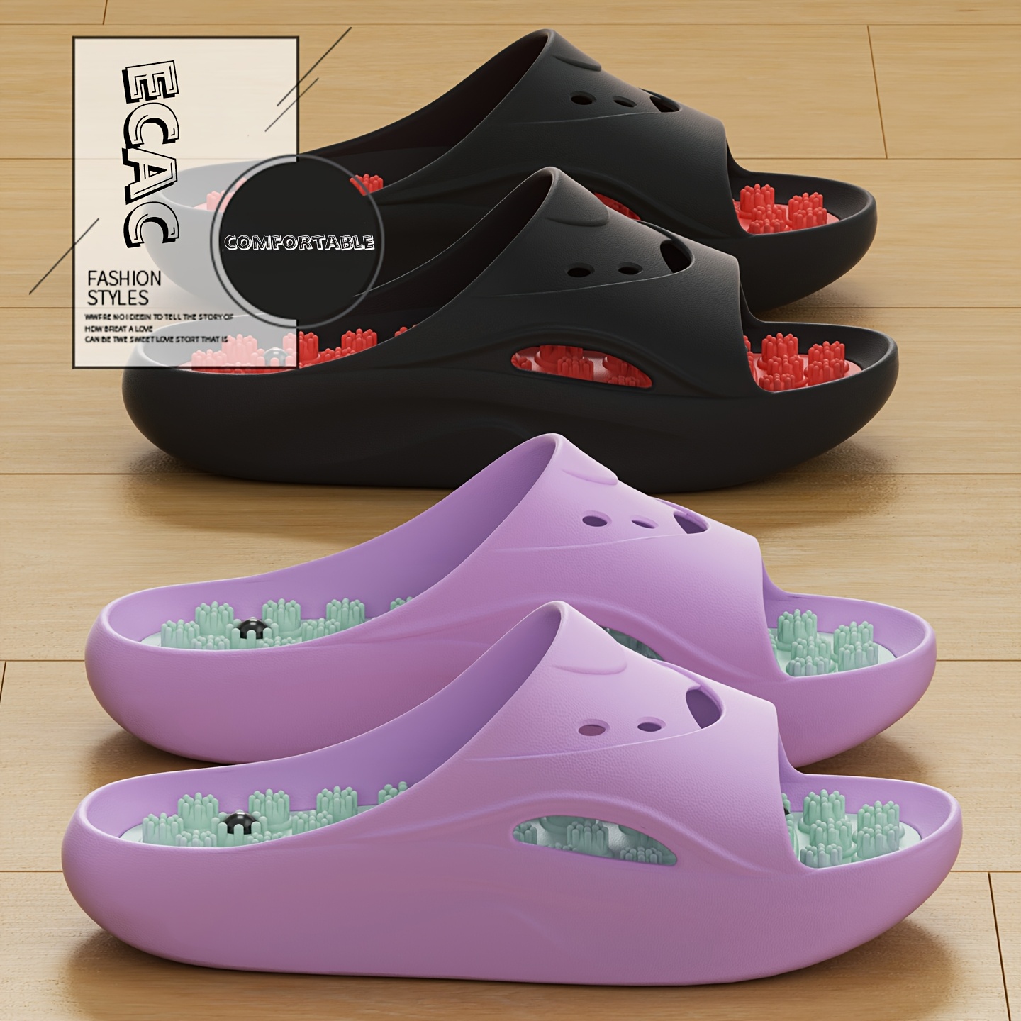 女性男性用EVAマッサージスリッパ厚底バスルームスライド滑り - Women'S Shoes Cloud のレビューと価格