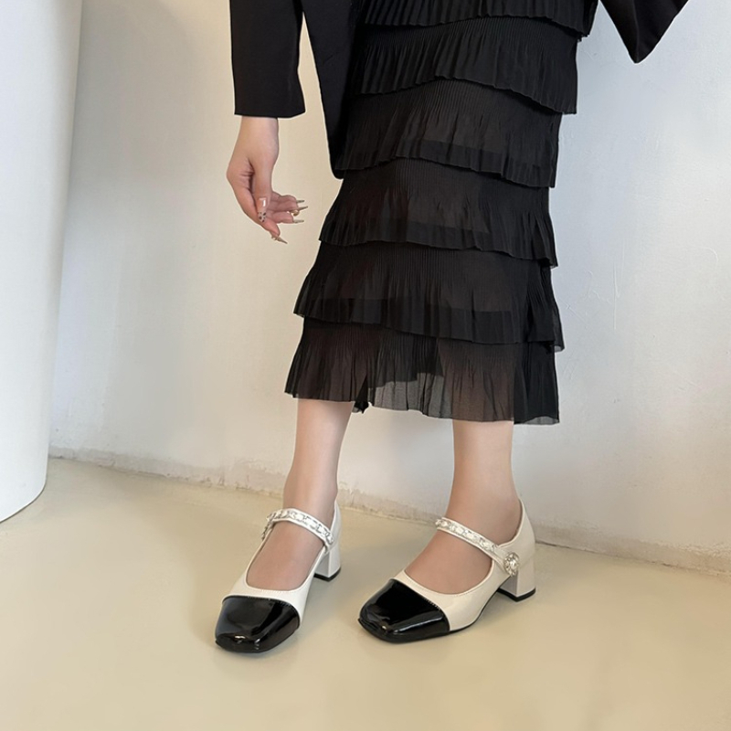 2026年 パールクラスプ 厚底ハイヒール ブラック ホワイ - Slingback Pumps Women のレビューと価格