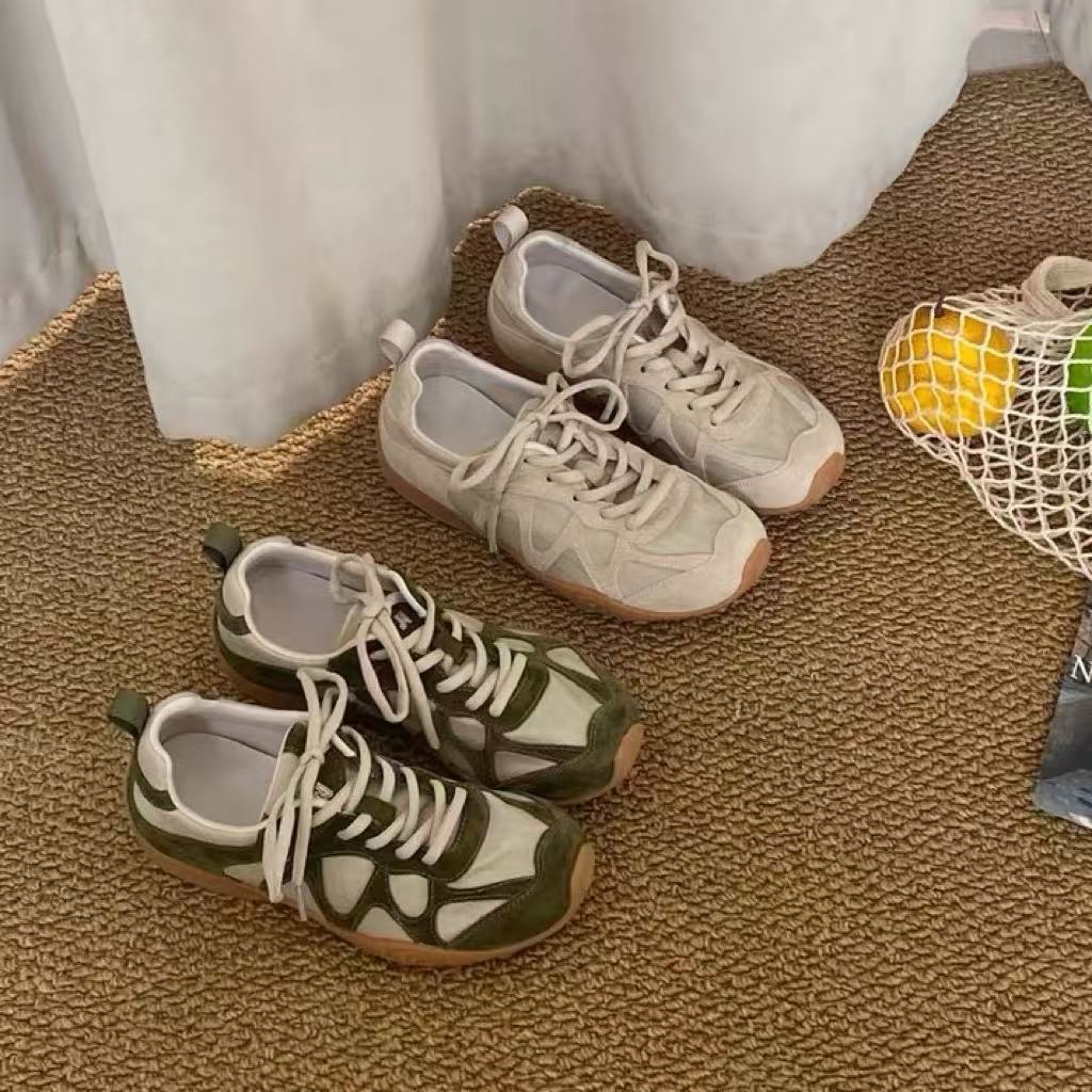 ヴィンテージパッチワークレースアップスニーカー女性用ソフトノ - Women'S Shoes Non Slip のレビューと価格