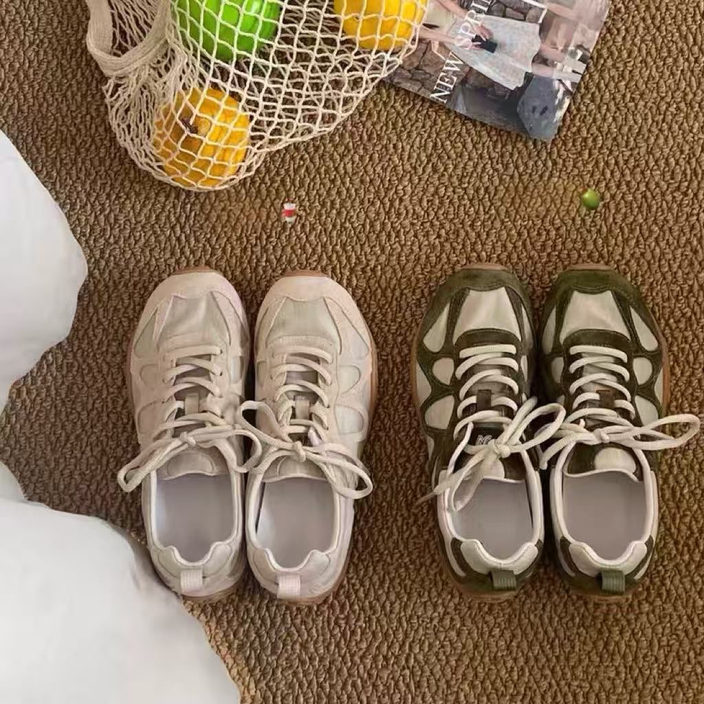 ヴィンテージパッチワークレースアップスニーカー女性用ソフトノ - Women'S Shoes Non Slip のレビューと価格