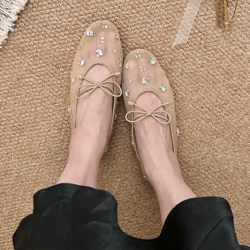 夏のエレガントな女性用キラキラ光るラインストーンボウメッシュ - Women'S Shoes Popular のレビューと価格