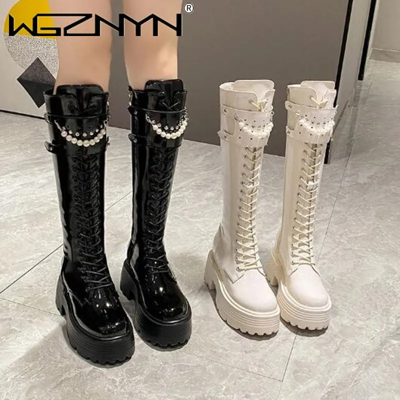 女性用レザーニーハイブーツ,暖かいぬいぐるみ,パールプラット - Zip Up Boots Short のレビューと価格