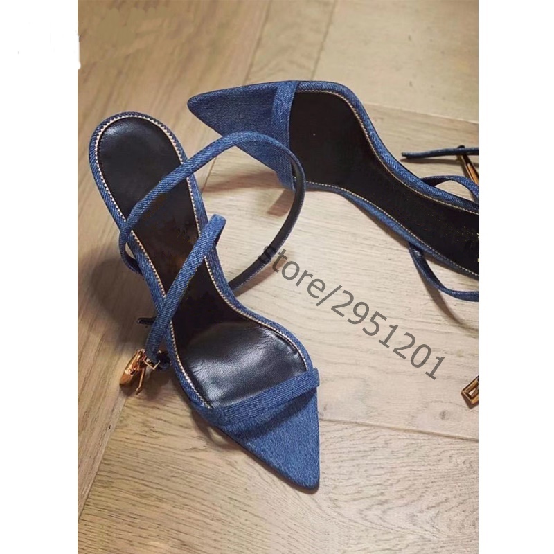先のとがった金のロックストラップハイヒールのサンダル,女性の - Women Shoes Jeans のレビューと価格