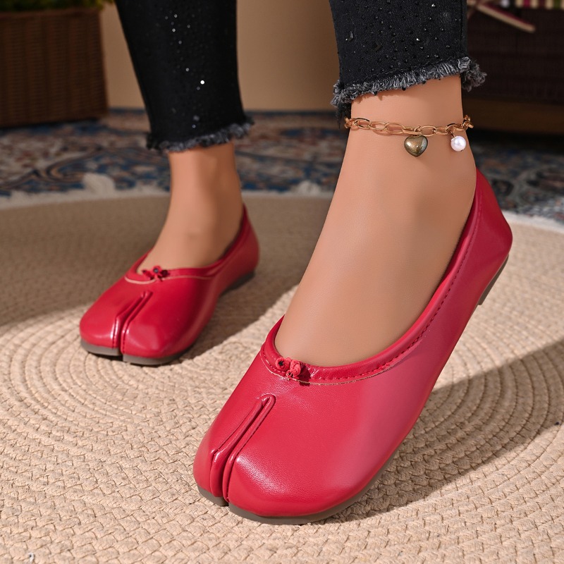 女性用快適レザーフラットシューズ、スプリットフーフトゥローフ - Women Shoes Jeans のレビューと価格
