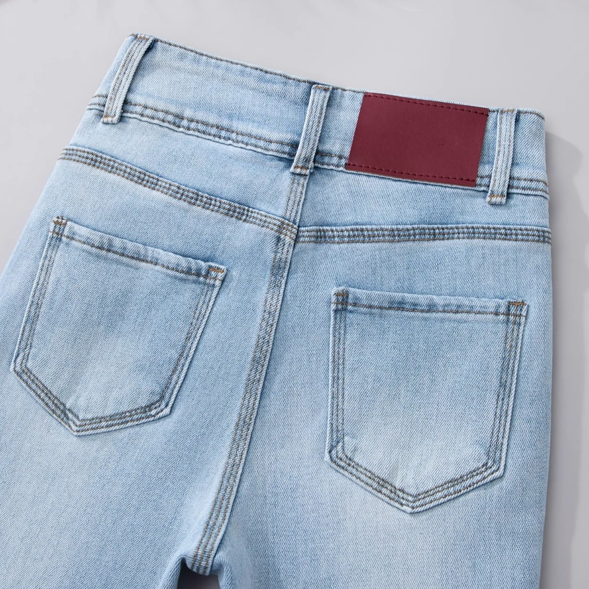 レディースライトブルーフレアパンツハイウエスト無地ソフトデニ - Women Shoes Jeans のレビューと価格