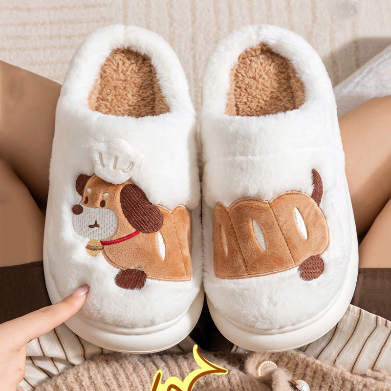 かわいい漫画風ダックスフントの毛皮のような室内スリッパ、女性 - Women'S Shoes Cloud のレビューと価格