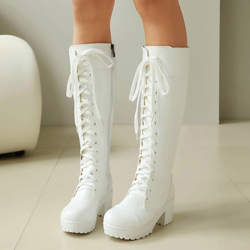 レディース ニーハイ レースアップ コンバットブーツ チャン - Zip Up Boots Short のレビューと価格
